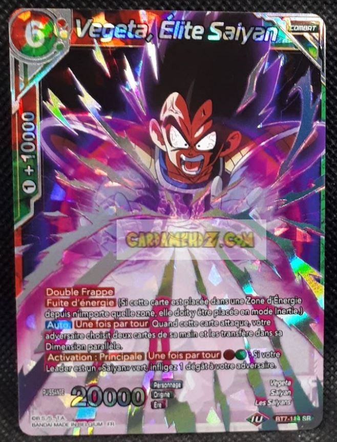Carte Dragon Ball Super Card Game Assault of the Saiyans BT7-114 SR (FR) bandai vegeta elite saiyan dbs prisme foil holo cardamehdz point com mehdz atout
