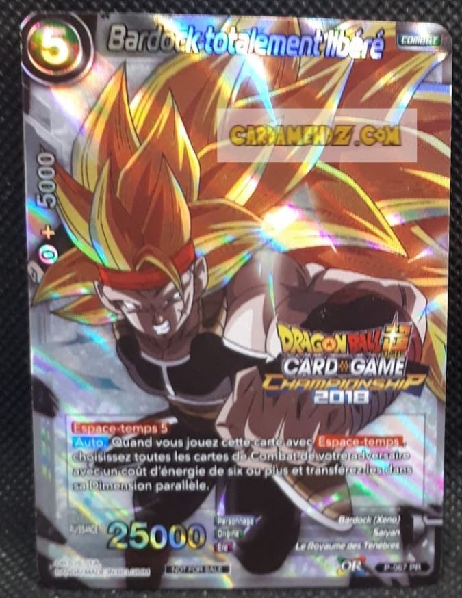 Carte Dragon Ball Super Card Game Carte promo bardock totalement libere P-067 PR (fr) (foil) Bandai dbscg hors serie prisme holo cardamehdz point com mehdz atout