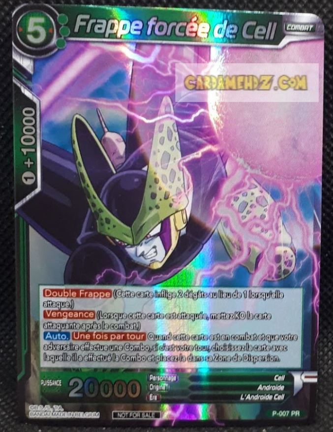 Carte Dragon Ball Super Card Game Carte promo frappe forcee de cell P-007 PR (fr) (foil) Bandai dbscg hors serie prisme holo cardamehdz point com mehdz atout