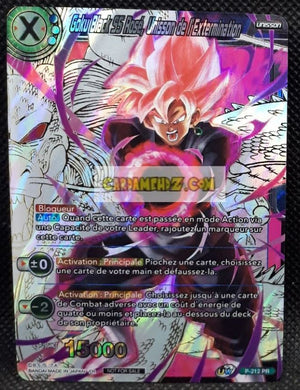 Carte Dragon Ball Super Card Game Carte promo goku black rose unisson de l extermination P-212 PR (fr) (foil) Bandai dbscg hors serie prisme holo