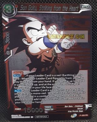 Carte Dragon Ball Super Card Game Carte promo songoku striking from the heart P-328 PR (US) (foil) Bandai dbscg hors serie prisme holo cardamehdz point com mehdz atout