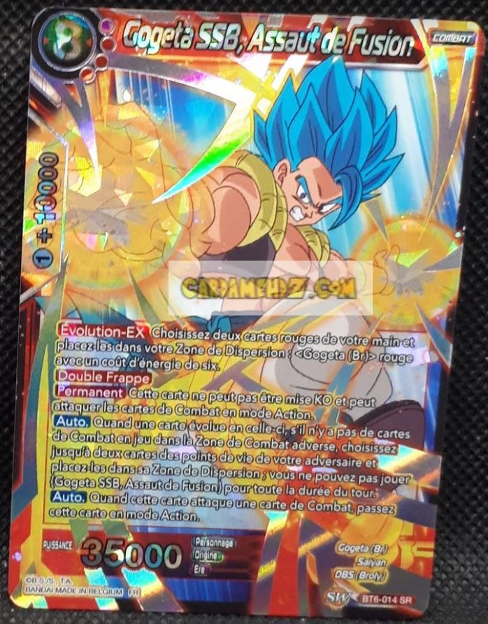 Carte Dragon Ball Super Card Game Destroyer Kings BT6-014 SR (2019) (fr) bandai gogeta ssb assaut de fusion dbs prisme foil holo cardamehdz point com mehdz atout