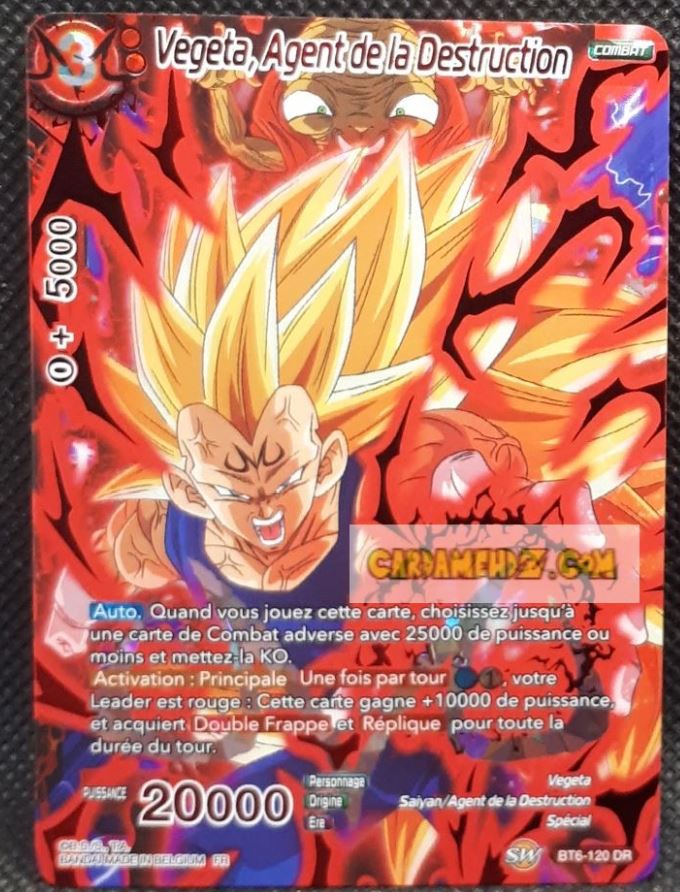 Carte Dragon Ball Super Card Game Destroyer Kings BT6-120 DR (2019) (fr) bandai vegeta agent de la destruction dbs prisme foil holo cardamehdz point com mehdz atout