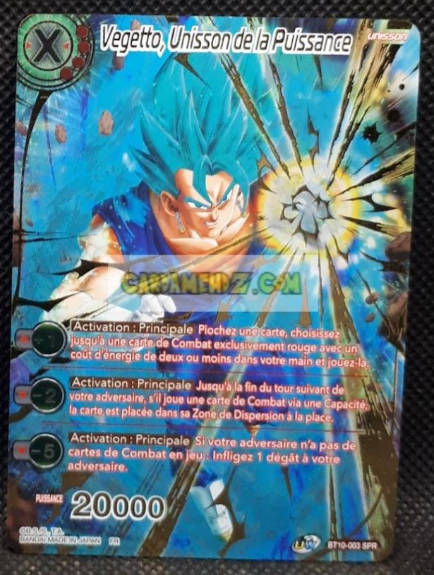 Carte Dragon Ball Super Card Game Fr Rise of the Unison Warrior BT10-003 SPR (2020) bandai vegetto unisson de la puissance dbscg prisme foil holo cardamehdz point com mehdz atout