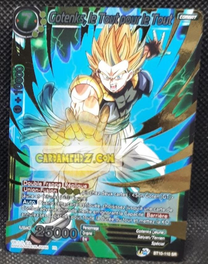 Carte Dragon Ball Super Card Game Fr Rise of the Unison Warrior BT10-110 SR (2020) bandai gotenks le tout pour le tout dbscg prisme foil holo cardamehdz point com mehdz atout