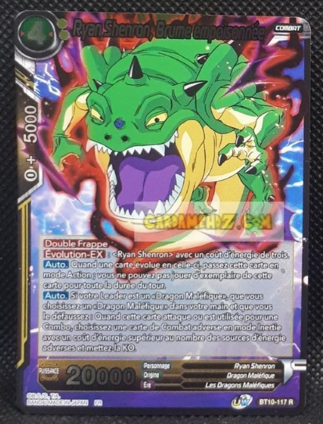 Carte Dragon Ball Super Card Game Fr Rise of the Unison Warrior BT10-117 R (2020) bandai ryan shenron brume empoisonnée dbscg prisme foil holo cardamehdz point com mehdz atout