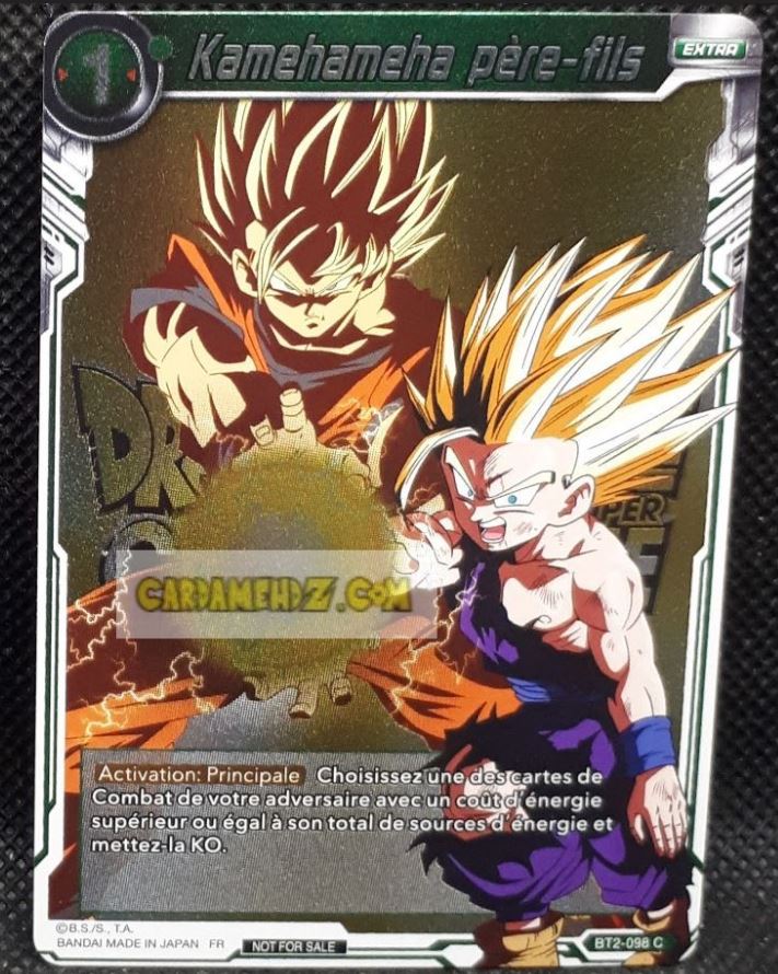 Carte Dragon Ball Super Card Game Fr Special Anniversary Box BT2-098 C (gold version) dbscg promo kamehameha pere fils dbz prisme foil holo cardamehdz point com mehdz atout