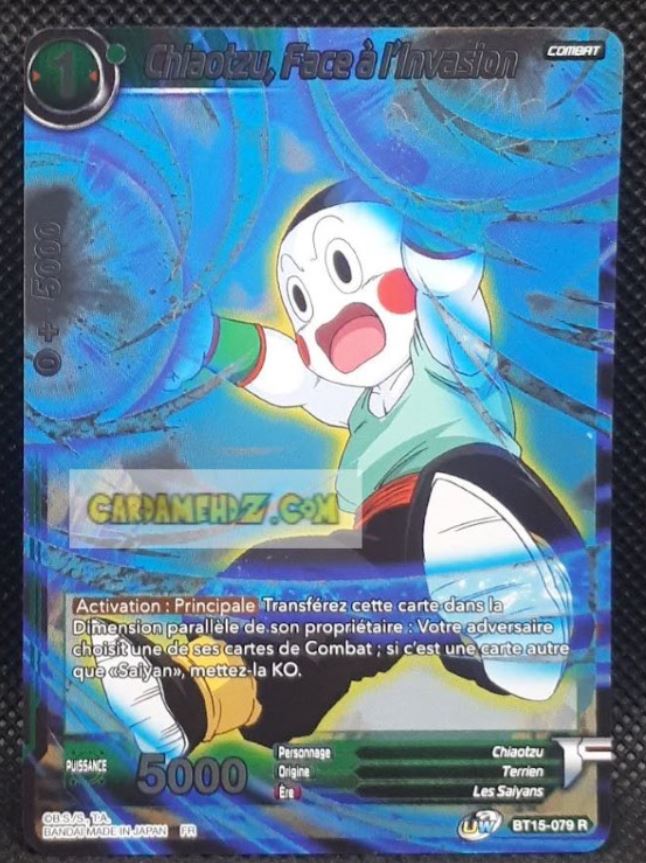 Carte Dragon Ball Super Card Game Fr UWS Boost Saiyan Showdown BT15-079 R (2021) (fr) bandai chiaotzu face à l invasion dbscg prisme foil holo cardamehdz point com mehdz atout