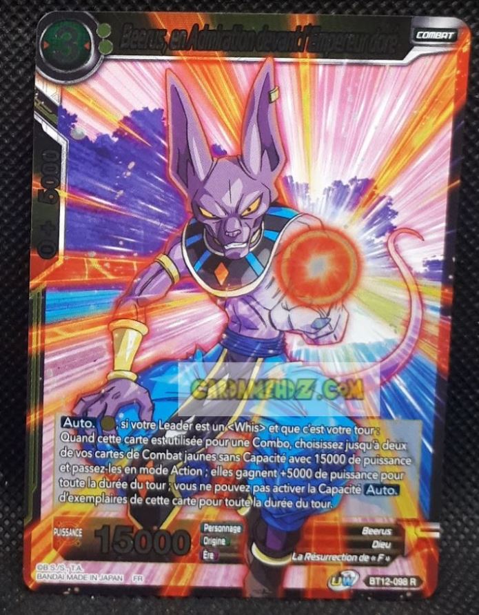 Carte Dragon Ball Super Card Game Fr Unison Warrior Series 3 BT12-098 R (2021) bandai beerus en admiration devant l empereur doré dbscg prisme foil holo cardamehdz point com mehdz atout