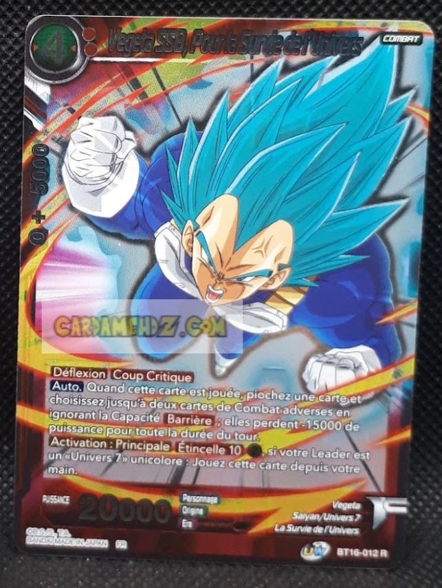 Carte Dragon Ball Super Card Game Fr Unison Warrior Series Boost Set 7 BT16-012 R (2022) bandai vegeta ssb pour la survie de l univers dbs prisme foil holo cardamehdz point com mehdz atout