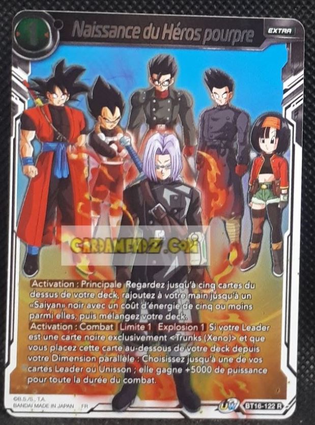 Carte Dragon Ball Super Card Game Fr Unison Warrior Series Boost Set 7 BT16-122 R (2022) bandai naissance du héros pourpre dbs prisme foil holo cardamehdz point com mehdz atout