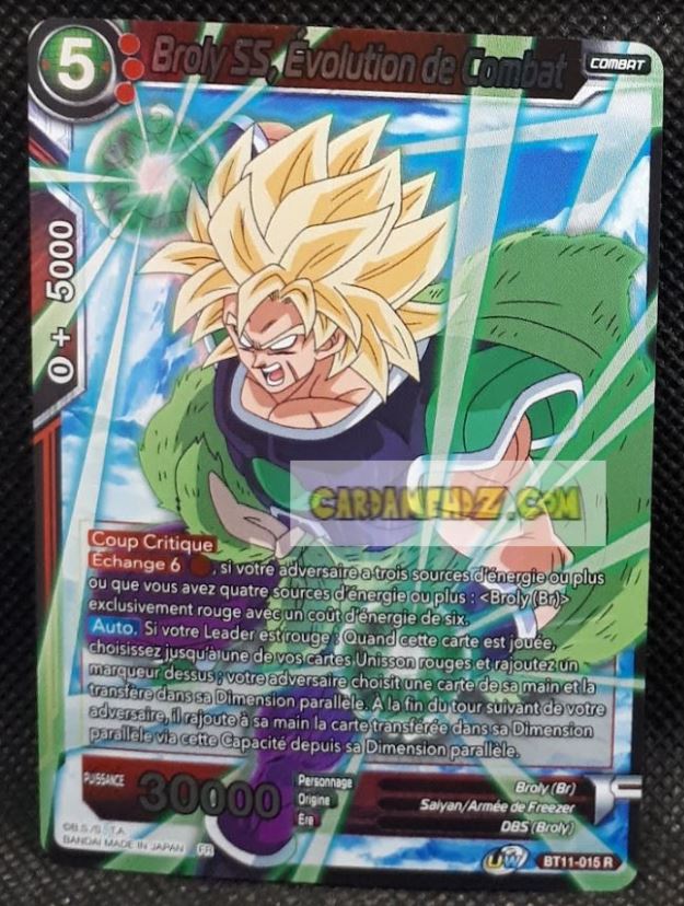 Carte Dragon Ball Super Card Game Fr Unison Warrior Vermilion Bloodline BT11-015 R (2020) bandai broly ss evolution de combat dbscg prisme foil holo cardamehdz point com mehdz atout