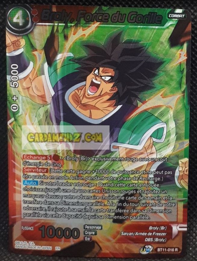 Carte Dragon Ball Super Card Game Fr Unison Warrior Vermilion Bloodline BT11-016 R (2020) bandai broly force de gorille dbscg prisme foil holo cardamehdz point com mehdz atout