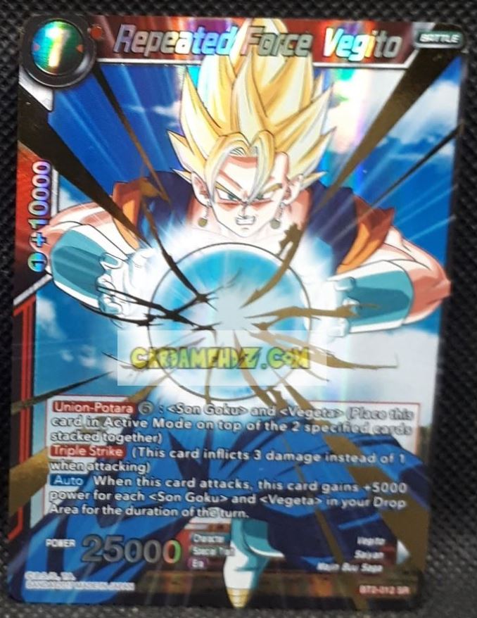 Carte Dragon Ball Super Card Game Miraculous Revival BT2-012 SR (us) (2017) bandai repeated force vegito dbs prisme foil holo cardamehdz point com mehdz atout