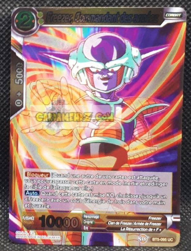 Carte Dragon Ball Super Card Game Miraculous Revival BT5-095 UC (foil) (fr) (2019) bandai freezer commandant des armees dbs prisme holo cardamehdz point com mehdz atout