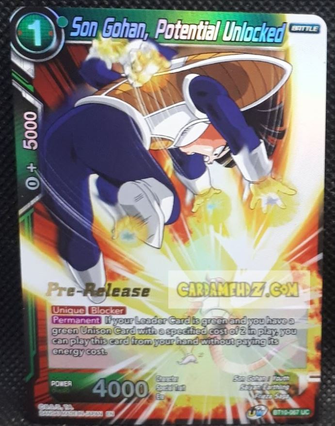 Carte Dragon Ball Super Card Game US Rise of the Unison Warrior BT10-067 UC (pre release version) bandai songohan potential unlocked dbscg prisme foil holo cardamehdz point com mehdz atout