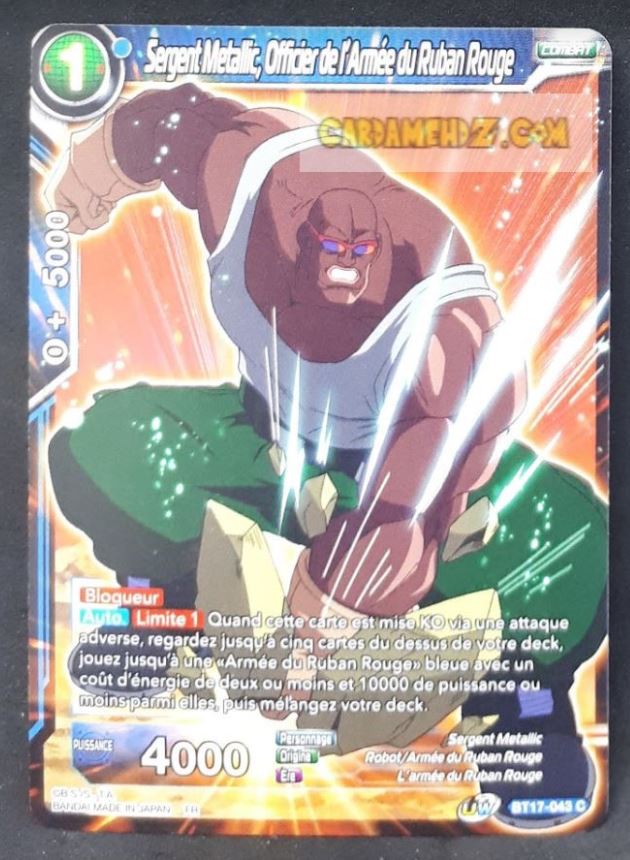 Carte Dragon Ball Super Card Game Ultimate Squad BT17-043 C (Fr) bandai sergent metallic officier de l armée du ruban rouge dbscg commune cardamehdz point com
