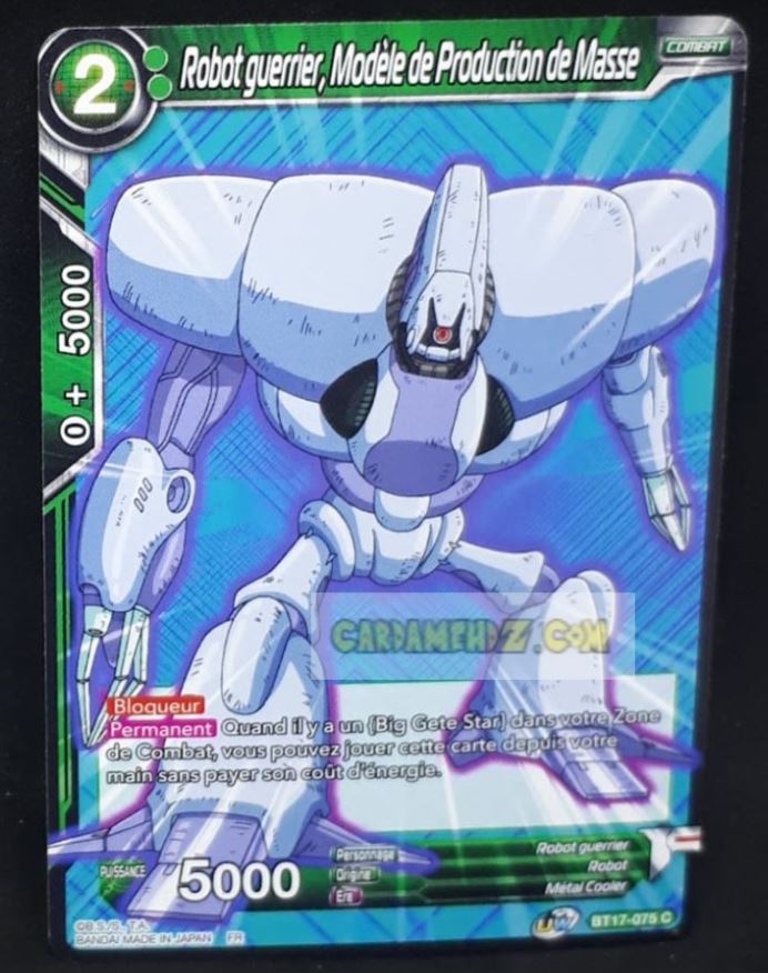 Carte Dragon Ball Super Card Game Ultimate Squad BT17-075 C (Fr) bandai robot guerrier modele de production de masse dbscg commune cardamehdz point com verso
