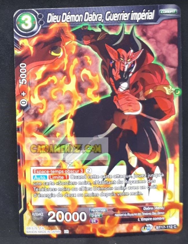 Carte Dragon Ball Super Card Game Ultimate Squad BT17-112 C (Fr) bandai dieu demon dabra guerrier imperial dbscg commune cardamehdz point com