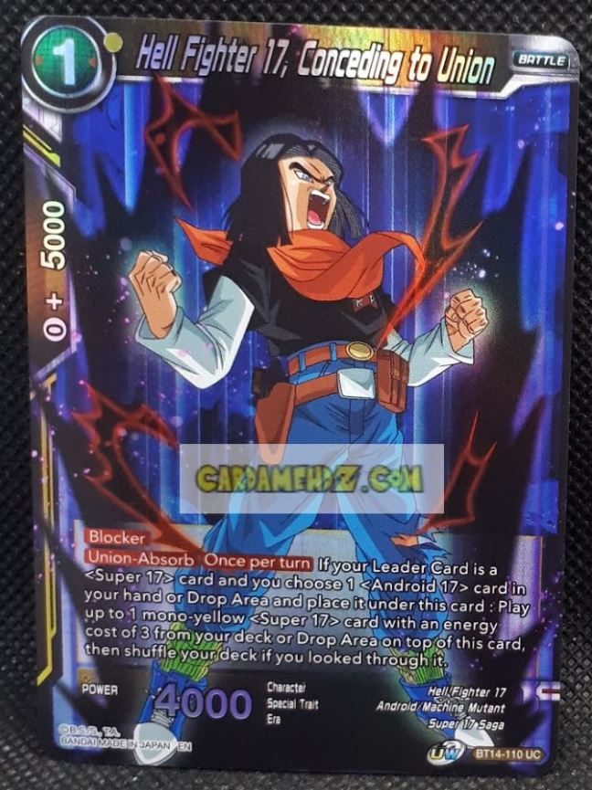 Carte Dragon Ball Super Card Game Unison Warrior Series Set 05 BT14-110 UC (2021) (us) bandai hell gighter 17  conceding to union prisme holo foil cardamehdz point com mehdz atout