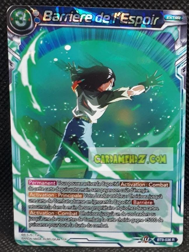 Carte Dragon Ball Super Card Game Universal Onslaught BT9-036 R (fr) bandai barriere de l espoir dbs foil prisme holo cardamehdz point com mehdz atout