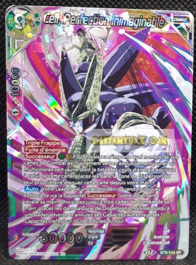 Carte Dragon Ball Super Card Game Universal Onslaught BT9-113 SR (fr) bandai cell perfection inimaginable dbs foil prisme holo cardamehdz point com mehdz atout