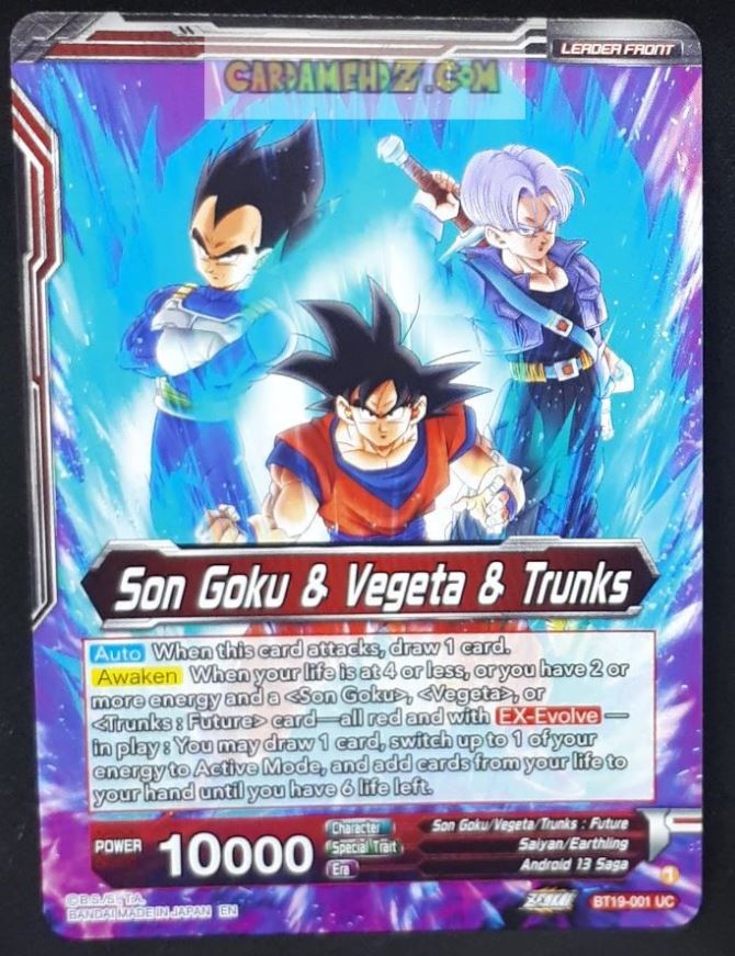 Carte Dragon Ball Super Card Game Us Zenkai Series Fighter s Ambition BT19-001 UC (2023) (us) bandai songoku & vegeta & trunks dbs cardamehdz point com