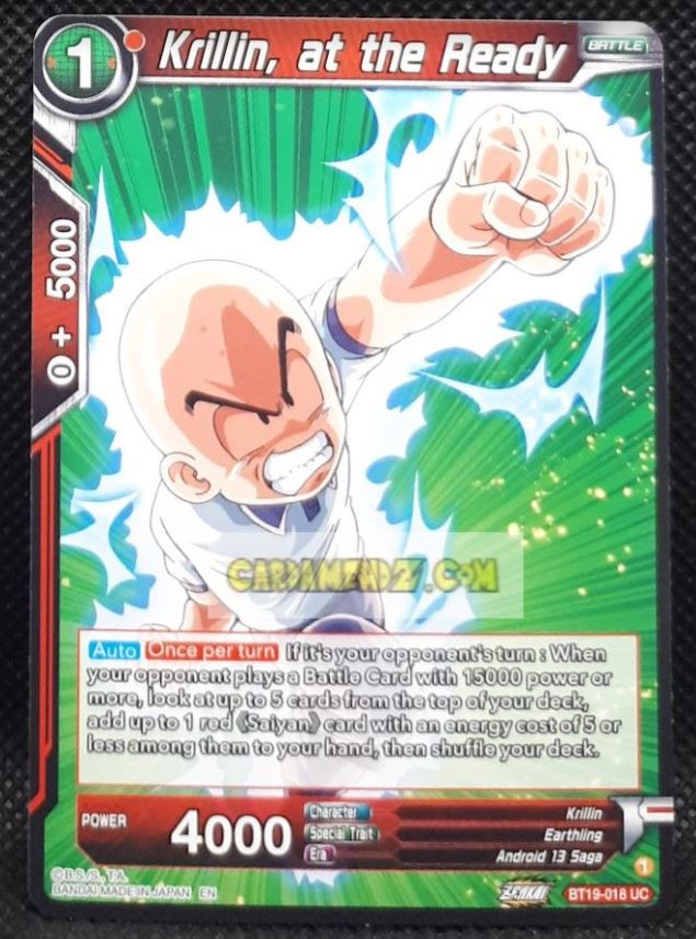 Carte Dragon Ball Super Card Game Us Zenkai Series Fighter s Ambition BT19-018 UC (2023) (us) bandai krilin at the ready dbs cardamehdz point com mehdz atout