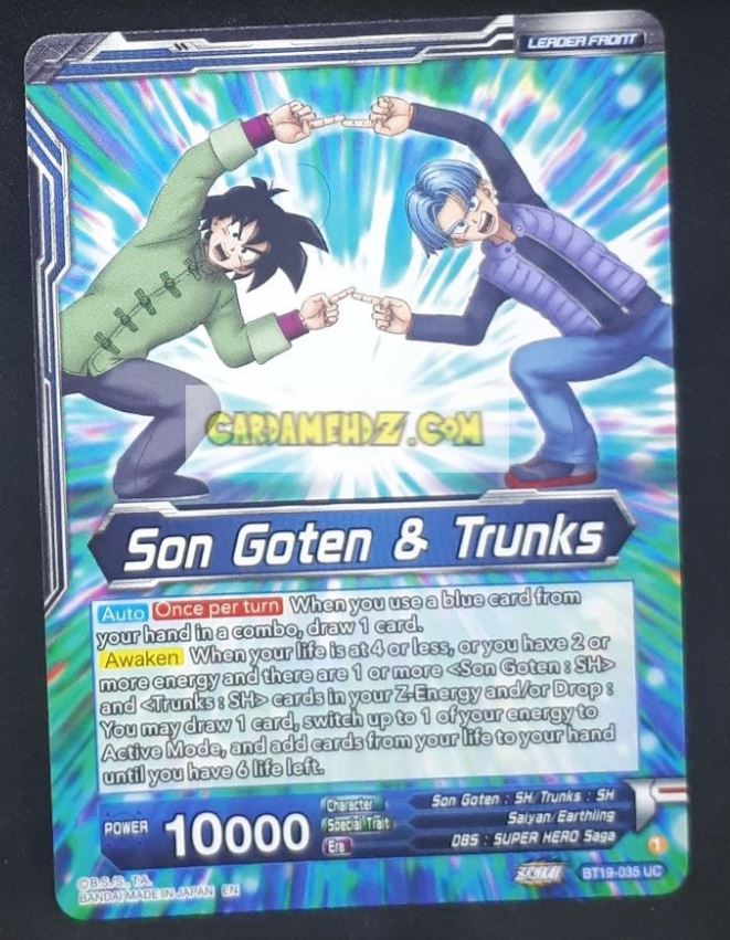 Carte Dragon Ball Super Card Game Us Zenkai Series Fighter s Ambition BT19-035 UC (2023) (us) bandai songoten & trunks dbs cardamehdz point com