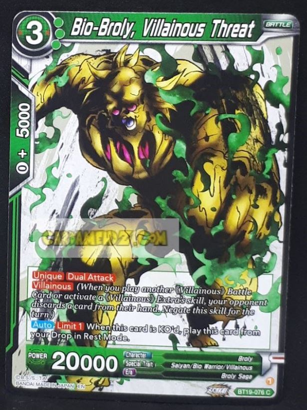 Carte Dragon Ball Super Card Game Us Zenkai Series Fighter s Ambition BT19-076 C (2023) (us) bandai bio-broly villainous threat dbs cardamehdz point com