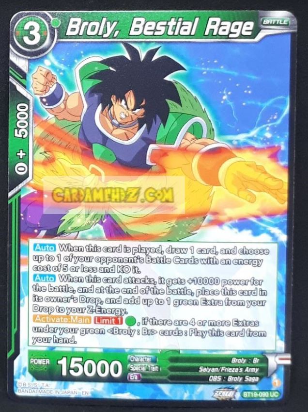 Carte Dragon Ball Super Card Game Us Zenkai Series Fighter s Ambition BT19-090 UC (2023) (us) bandai broly bestial rage dbs cardamehdz point com