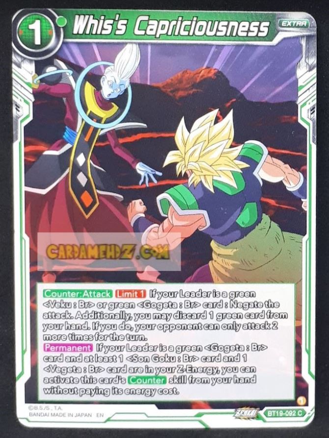 Carte Dragon Ball Super Card Game Us Zenkai Series Fighter s Ambition BT19-092 C (2023) (us) bandai whis's capriciousness dbs cardamehdz point com