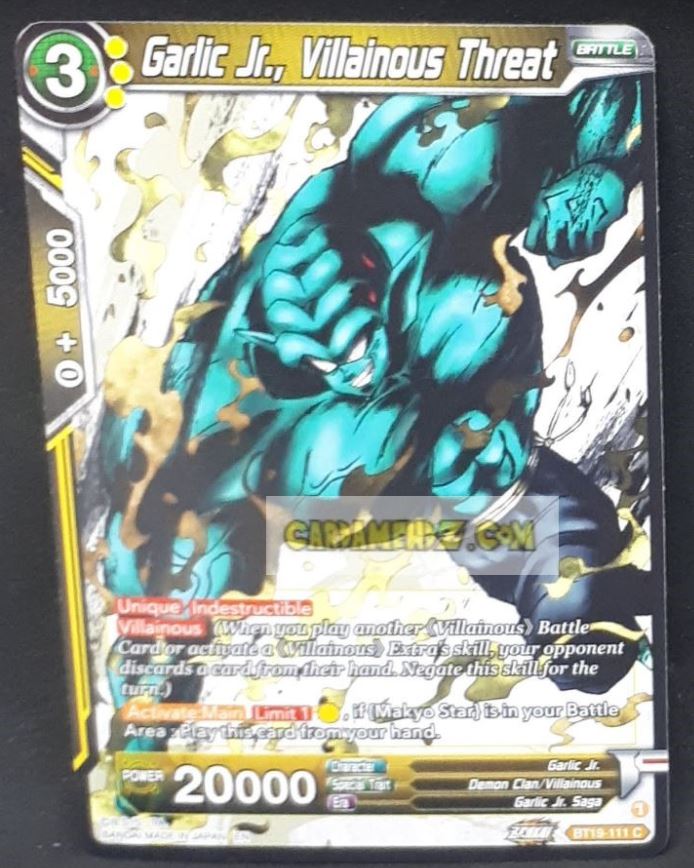 Carte Dragon Ball Super Card Game Us Zenkai Series Fighter s Ambition BT19-111 C (2023) bandai garlic junior villainous threat dbs cardamehdz point com