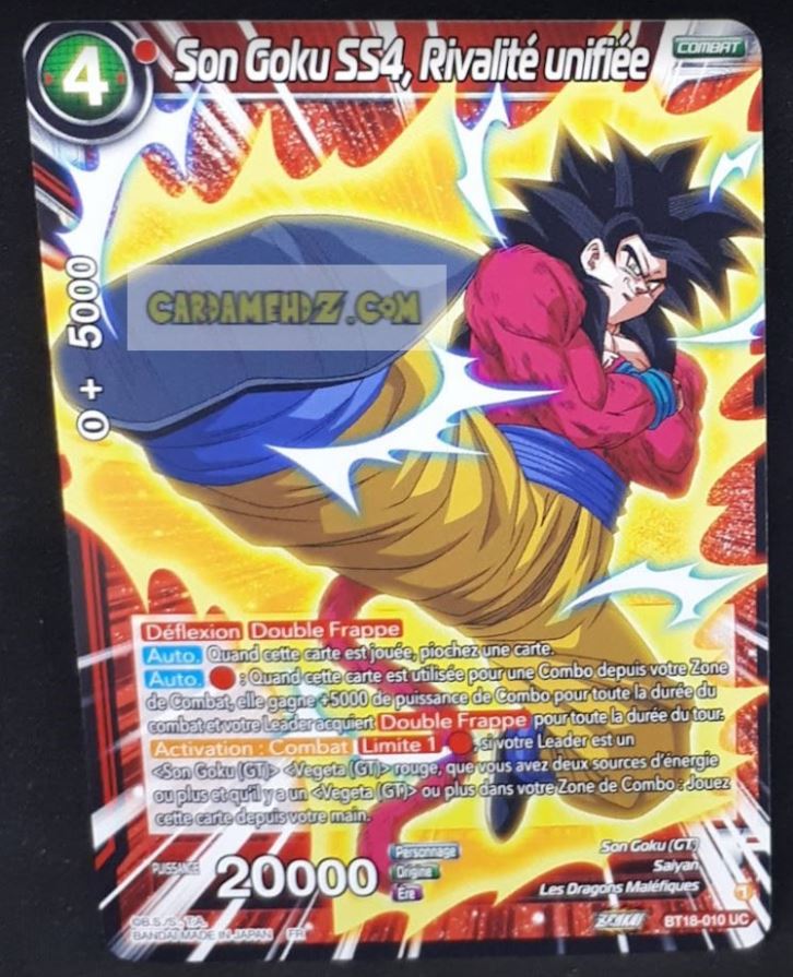 Carte Dragon Ball Super Card Game Zenkai Series Dawn Of The ZLegends BT18-010 C (Fr) (2022) bandaI songoku ss4 rivalité unifiée dbscg commune cardamehdz point com