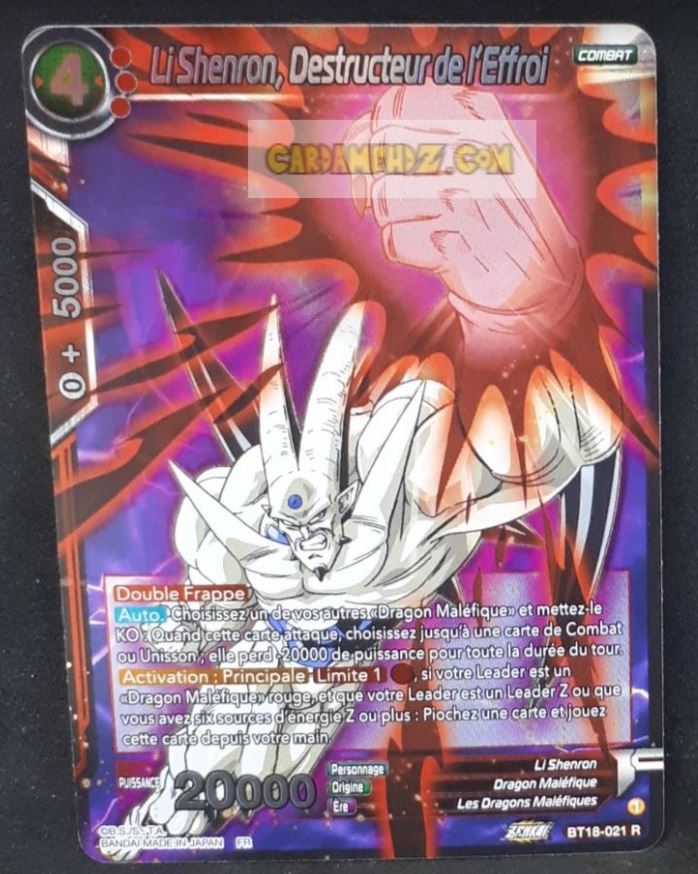 Carte Dragon Ball Super Card Game Zenkai Series Dawn Of The ZLegends BT18-021 R (Fr) (2022) bandai li shenron destructeur de l effroi dbscg commune cardamehdz point com