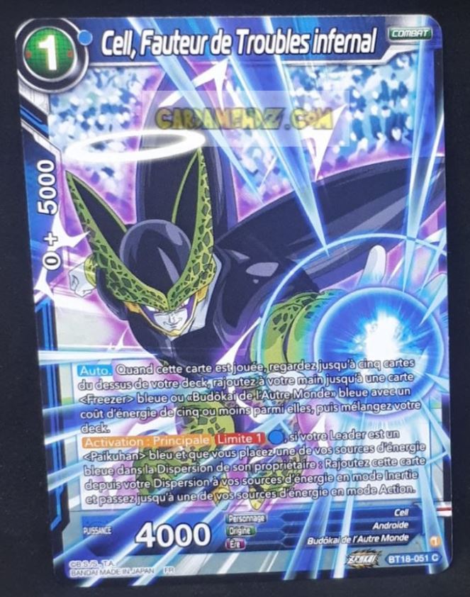 Carte Dragon Ball Super Card Game Zenkai Series Dawn Of The ZLegends BT18-051 C (Fr) (2022) bandai cell fauteur de troubles infernal dbscg commune cardamehdz point com