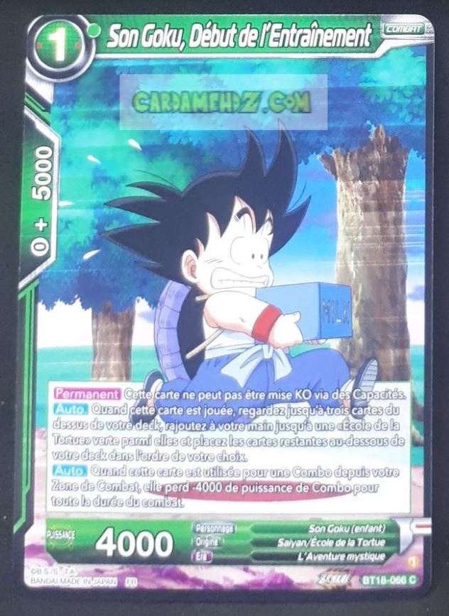 Carte Dragon Ball Super Card Game Zenkai Series Dawn Of The ZLegends BT18-066 C (Fr) (2022) bandai songoku debut de l entrainement dbscg commune cardamehdz point com