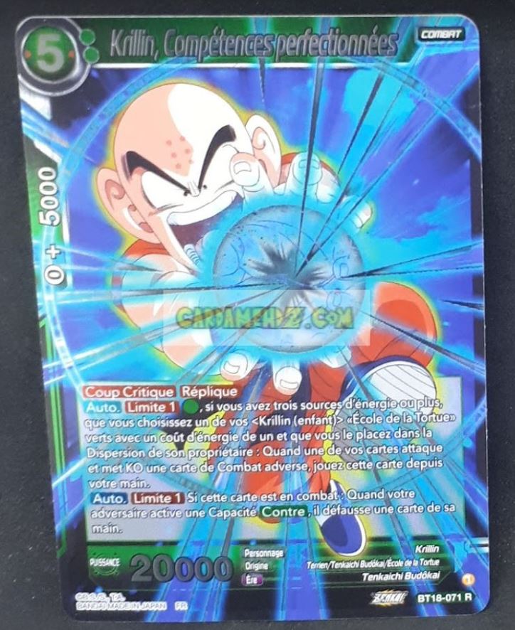 Carte Dragon Ball Super Card Game Zenkai Series Dawn Of The ZLegends BT18-071 R (Fr) (2022) bandai krilib competences perfectionnees dbscg rare cardamehdz point com