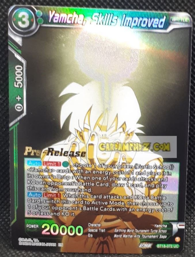 Carte Dragon Ball Super Card Game Zenkai Series Dawn Of The ZLegends BT18-072 UC (pre release version) (2022) bandai yamcha skills improved dbscg promo cardamehdz point com mehdz atout