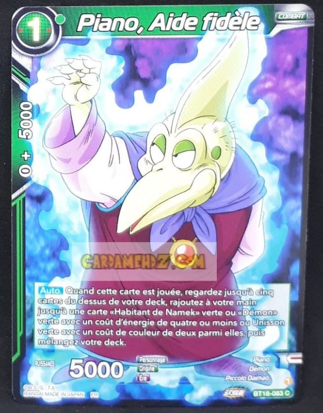 Carte Dragon Ball Super Card Game Zenkai Series Dawn Of The ZLegends BT18-083 C (Fr) (2022) bandaI piano aide fidele dbscg commune cardamehdz point com