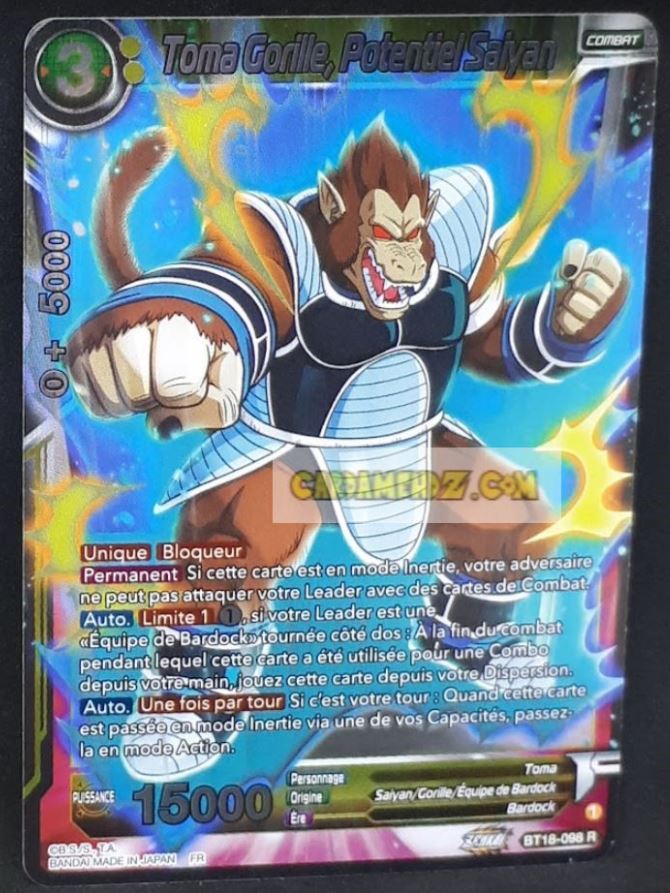 Carte Dragon Ball Super Card Game Zenkai Series Dawn Of The ZLegends BT18-098 R (Fr) (2022) bandai toma gorille potentiel saiyan dbscg commune cardamehdz point com