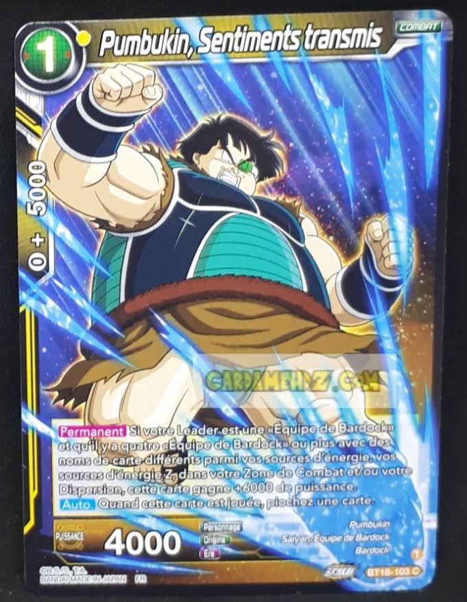Carte Dragon Ball Super Card Game Zenkai Series Dawn Of The ZLegends BT18-103 C (Fr) (2022) bandai pumbukin sentiments transmis dbscg commune cardamehdz point com