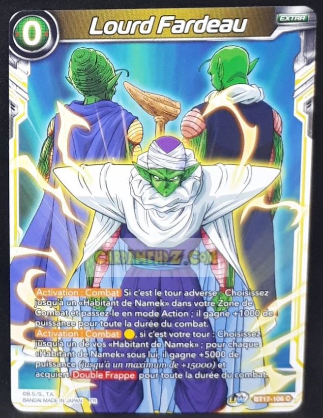 Carte Dragon Ball Super Card Game Zenkai Series Dawn Of The ZLegends BT18-106 C (Fr) (2022) bandaI lourd fardeau dbscg commune cardamehdz point com