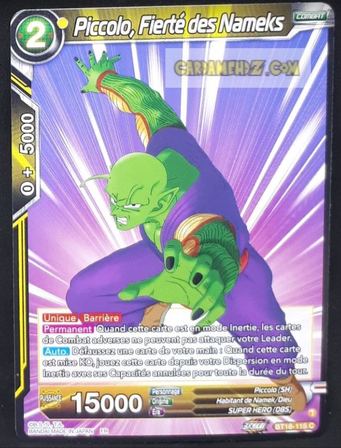 Carte Dragon Ball Super Card Game Zenkai Series Dawn Of The ZLegends BT18-115 C (Fr) (2022) bandai piccolo fierte des nameks dbscg commune cardamehdz point com