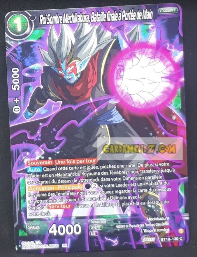 Carte Dragon Ball Super Card Game Zenkai Series Dawn Of The ZLegends BT18-130 C (Fr) (2022) bandai roi sombre mechikabura bataille finale à portée de main dbscg commune cardamehdz point com
