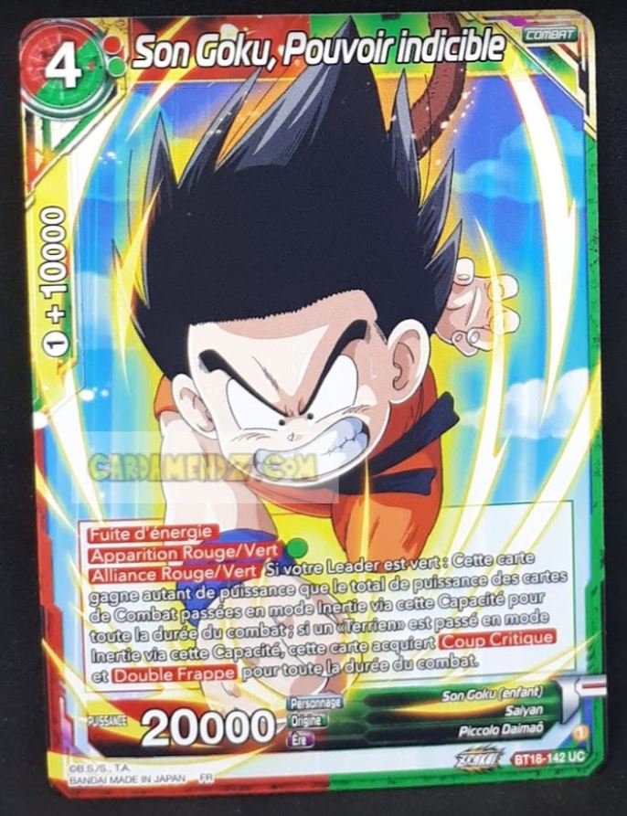 Carte Dragon Ball Super Card Game Zenkai Series Dawn Of The ZLegends BT18-142 UC (Fr) (2022) bandai songoku pouvoir indicible dbscg commune cardamehdz point com