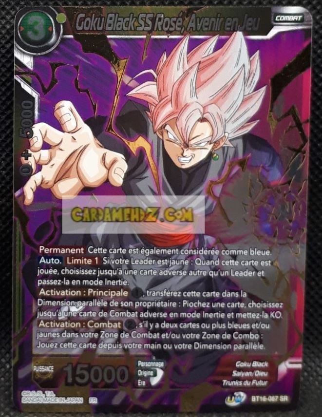 Carte Dragon Ball Super Card Game fr Unison Warrior Series Boost Set 7 BT16-087 SR (2022) bandai goku black ss rose avenir en jeu dbs prisme foil holo cardamehdz point com mehdz atout