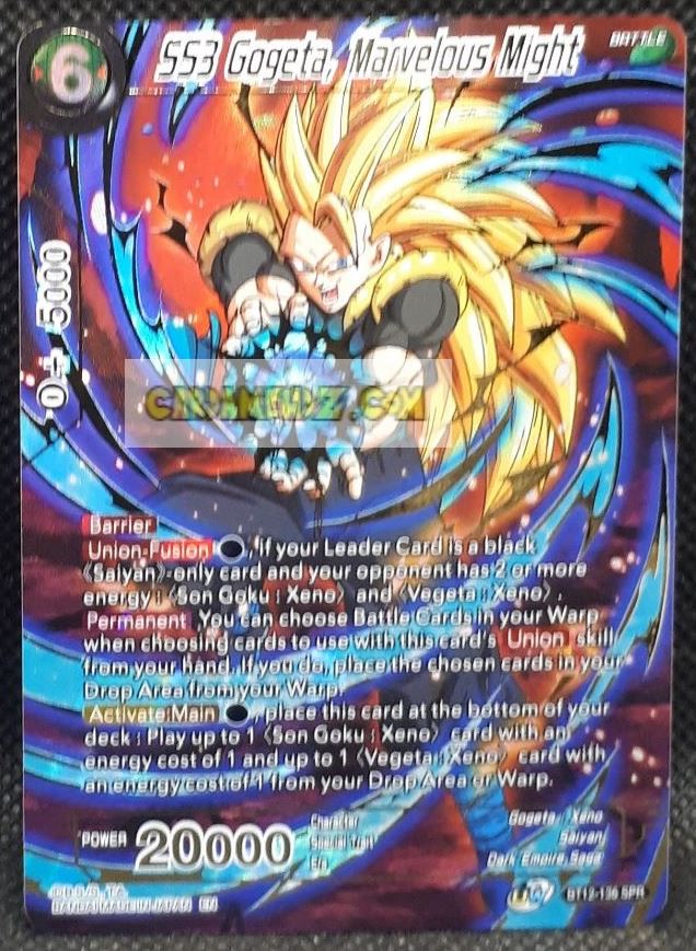 Carte Dragon Ball Super Card Game us Unison Warrior Series 3 BT12-136 SPR (2021) bandai ss3 gogeta marvelous might dbscg prisme foil holo cardamehdz point com mehdz atout