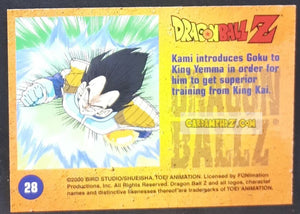 Carte Dragon Ball Z Trading Card Chromium DBZ Part 2 N° 28 (2000) amada funimation songoku & kami sama dbz cardamehdz point com