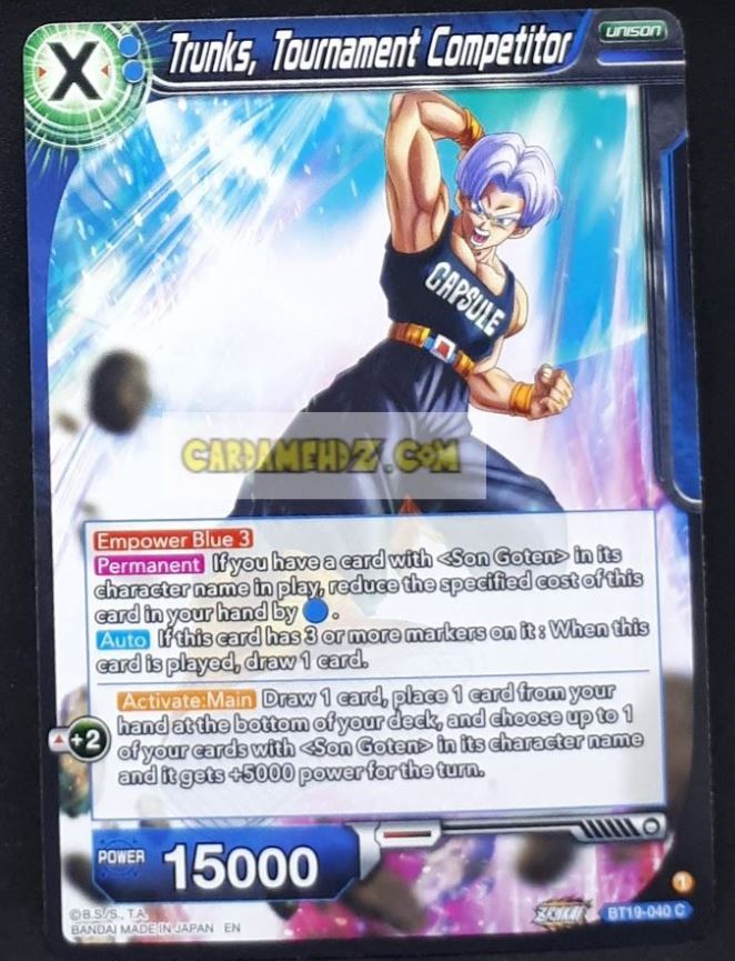 Dragon Ball Super Card Game Us Zenkai Series Fighter s Ambition BT19-040 C (US) (2023) bandai trunks tournament competitor dbs cardamehdz point com